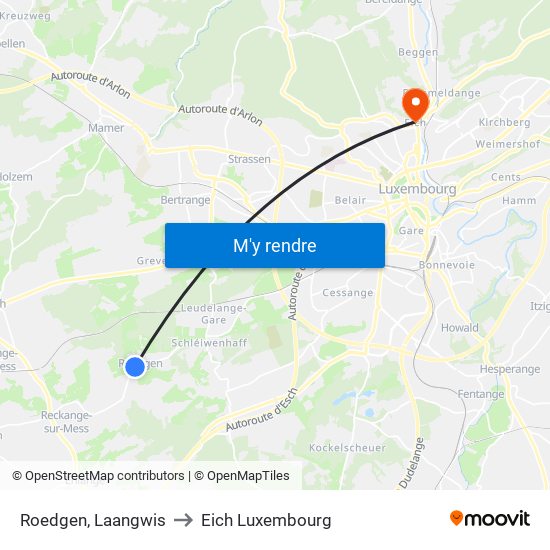 Roedgen, Laangwis to Eich Luxembourg map