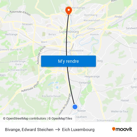 Bivange, Edward Steichen to Eich Luxembourg map