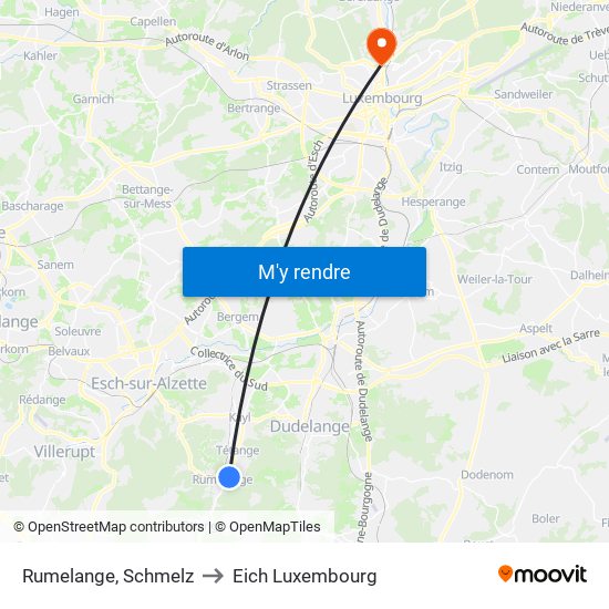 Rumelange, Schmelz to Eich Luxembourg map