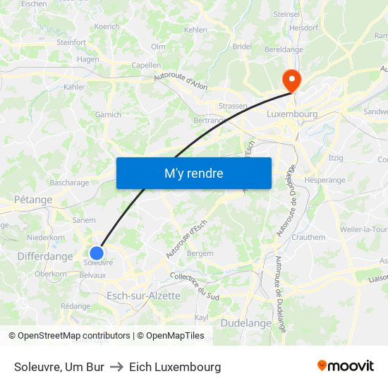 Soleuvre, Um Bur to Eich Luxembourg map