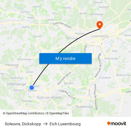 Soleuvre, Dickskopp to Eich Luxembourg map