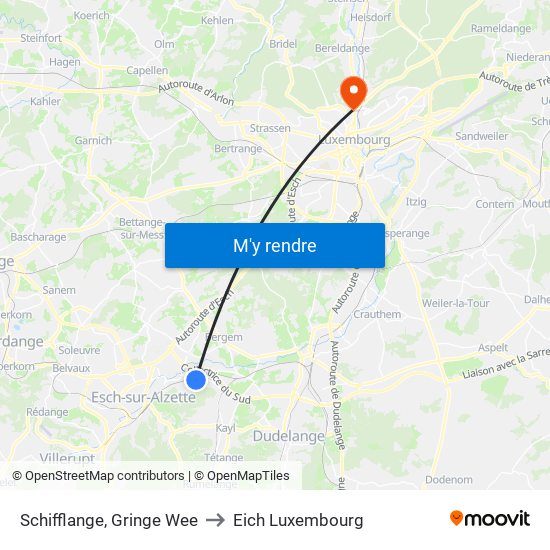 Schifflange, Gringe Wee to Eich Luxembourg map