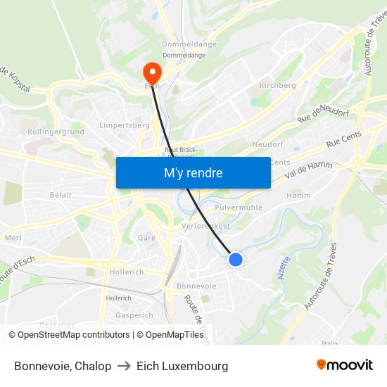 Bonnevoie, Chalop to Eich Luxembourg map