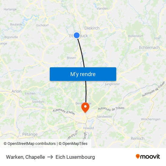 Warken, Chapelle to Eich Luxembourg map