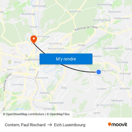 Contern, Paul Rischard to Eich Luxembourg map