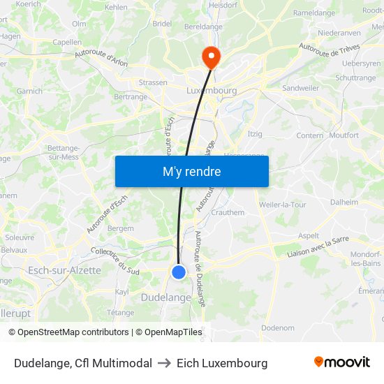 Dudelange, Cfl Multimodal to Eich Luxembourg map