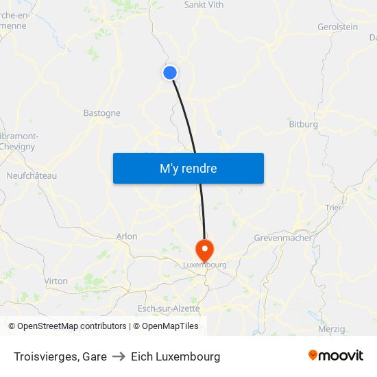Troisvierges, Gare to Eich Luxembourg map