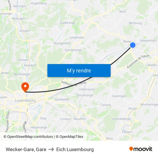 Wecker-Gare, Gare to Eich Luxembourg map