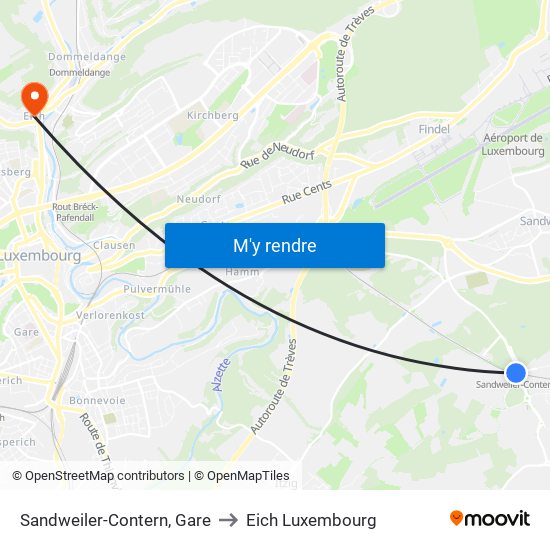 Sandweiler-Contern, Gare to Eich Luxembourg map