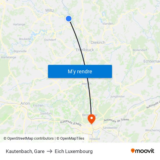 Kautenbach, Gare to Eich Luxembourg map