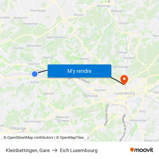 Kleinbettingen, Gare to Eich Luxembourg map