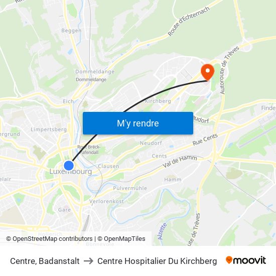 Centre, Badanstalt to Centre Hospitalier Du Kirchberg map