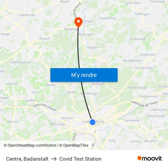 Centre, Badanstalt to Covid Test Station map