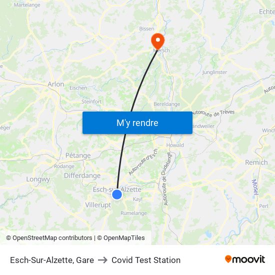 Esch-Sur-Alzette, Gare to Covid Test Station map