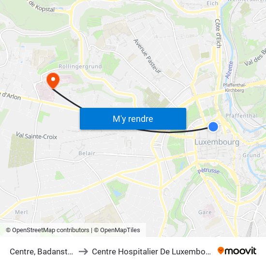 Centre, Badanstalt to Centre Hospitalier De Luxembourg map