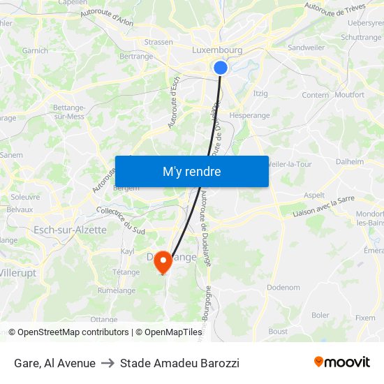 Gare, Al Avenue to Stade Amadeu Barozzi map