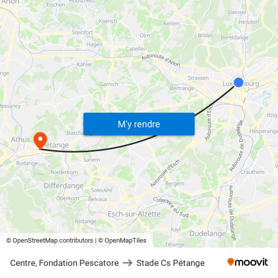 Centre, Fondation Pescatore to Stade Cs Pétange map
