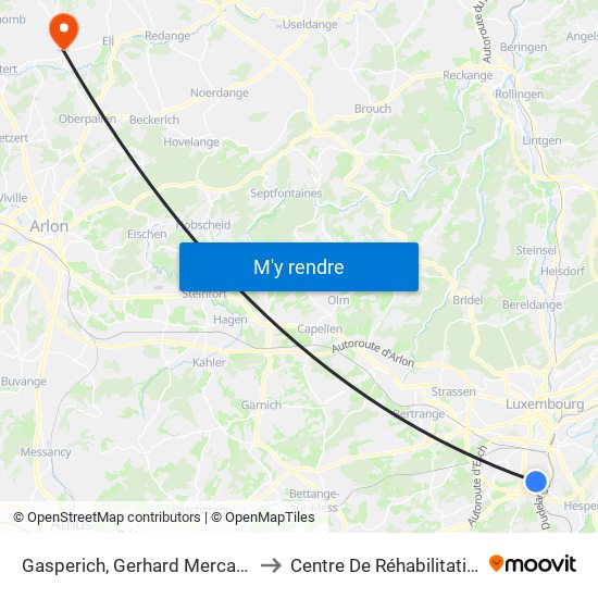 Gasperich, Gerhard Mercator to Centre De Réhabilitation map