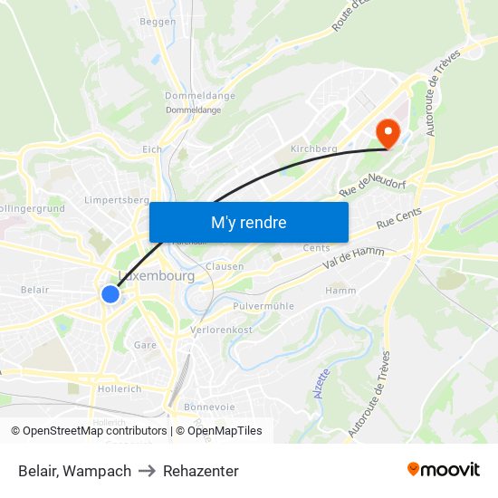 Belair, Wampach to Rehazenter map