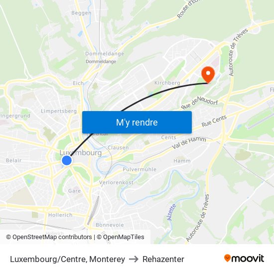 Luxembourg/Centre, Monterey to Rehazenter map