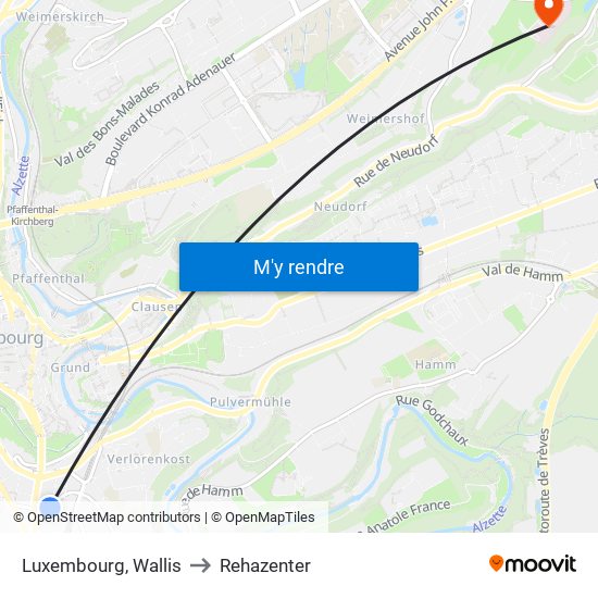 Luxembourg, Wallis to Rehazenter map