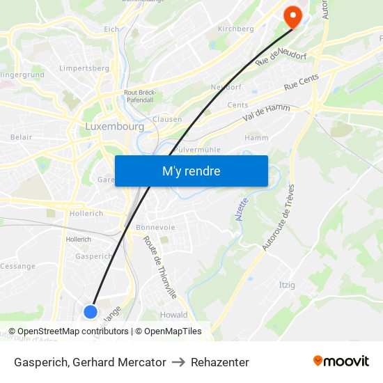 Gasperich, Gerhard Mercator to Rehazenter map