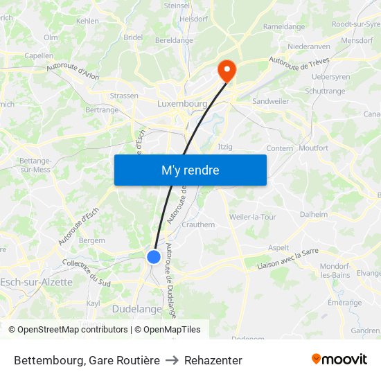 Bettembourg, Gare Routière to Rehazenter map