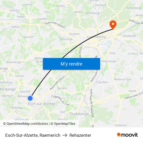 Esch-Sur-Alzette, Raemerich to Rehazenter map