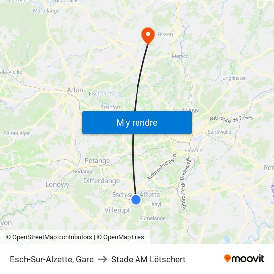 Esch-Sur-Alzette, Gare to Stade AM Lëtschert map