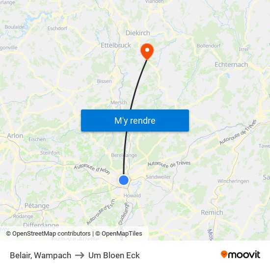 Belair, Wampach to Um Bloen Eck map