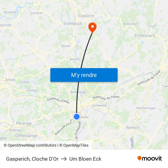 Gasperich, Cloche D'Or to Um Bloen Eck map