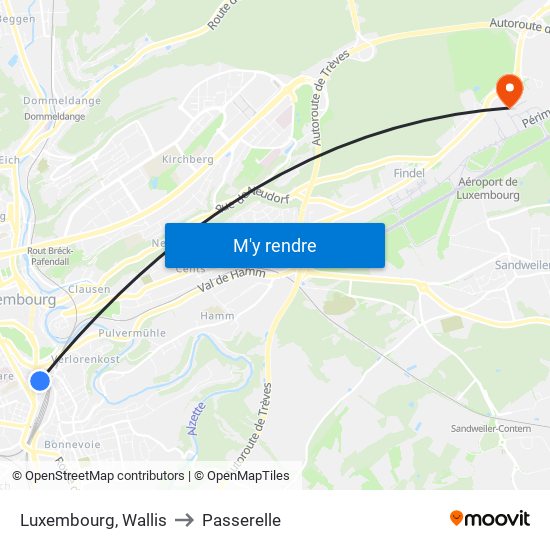 Luxembourg, Wallis to Passerelle map