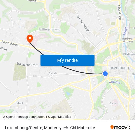 Luxembourg/Centre, Monterey to Chl Maternité map