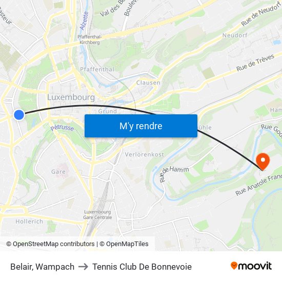 Belair, Wampach to Tennis Club De Bonnevoie map