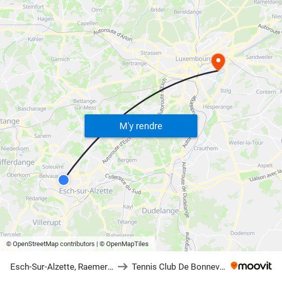 Esch-Sur-Alzette, Raemerich to Tennis Club De Bonnevoie map