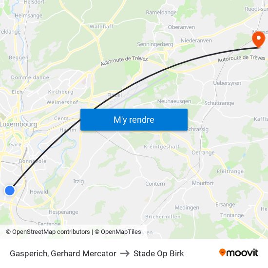Gasperich, Gerhard Mercator to Stade Op Birk map