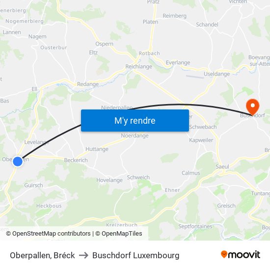 Oberpallen, Bréck to Buschdorf Luxembourg map