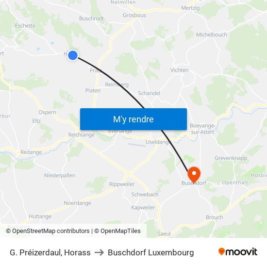 G. Préizerdaul, Horass to Buschdorf Luxembourg map