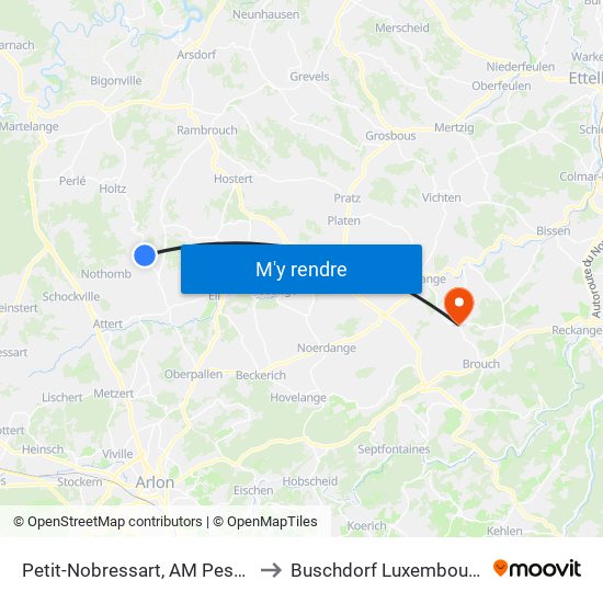 Petit-Nobressart, AM Pesch to Buschdorf Luxembourg map