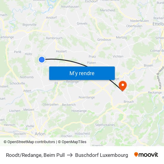 Roodt/Redange, Beim Pull to Buschdorf Luxembourg map