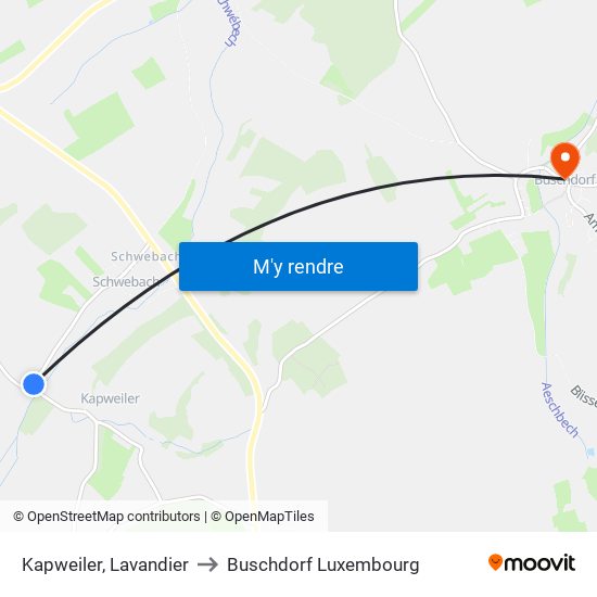 Kapweiler, Lavandier to Buschdorf Luxembourg map
