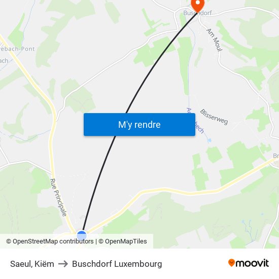 Saeul, Kiëm to Buschdorf Luxembourg map