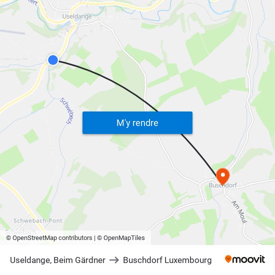 Useldange, Beim Gärdner to Buschdorf Luxembourg map