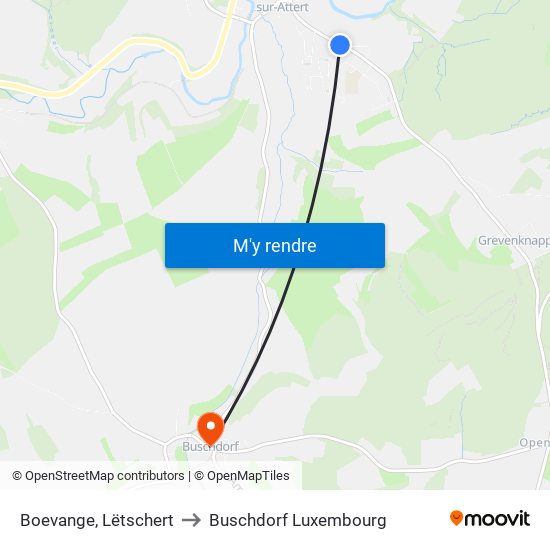 Boevange, Lëtschert to Buschdorf Luxembourg map