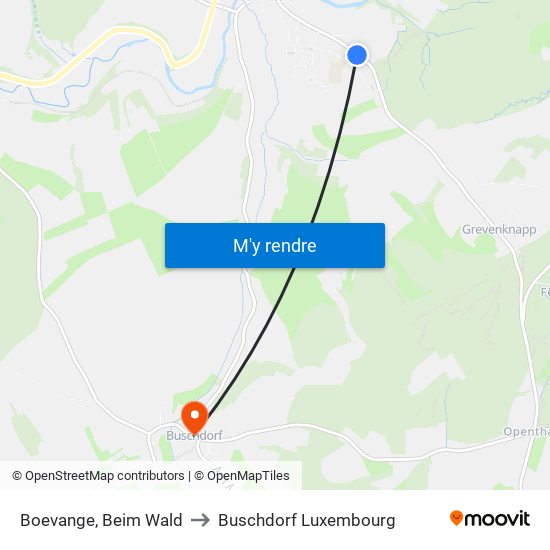 Boevange, Beim Wald to Buschdorf Luxembourg map