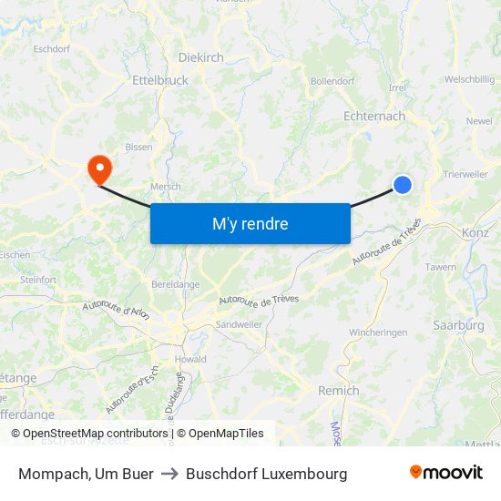Mompach, Um Buer to Buschdorf Luxembourg map