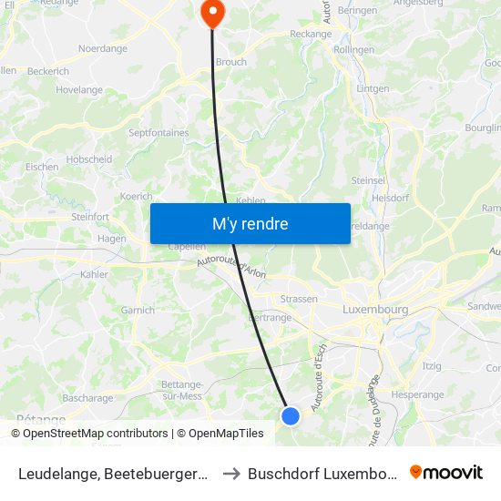 Leudelange, Beetebuergerwee to Buschdorf Luxembourg map