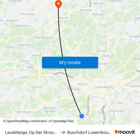 Leudelange, Op Der Strooss to Buschdorf Luxembourg map