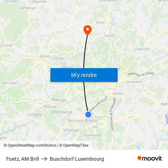 Foetz, AM Brill to Buschdorf Luxembourg map