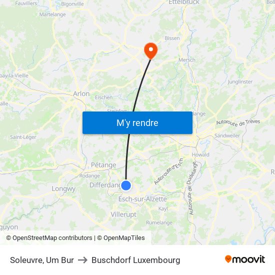 Soleuvre, Um Bur to Buschdorf Luxembourg map